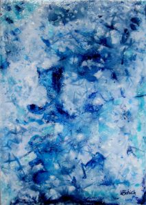 Acryl auf Yupo montiert auf Holz